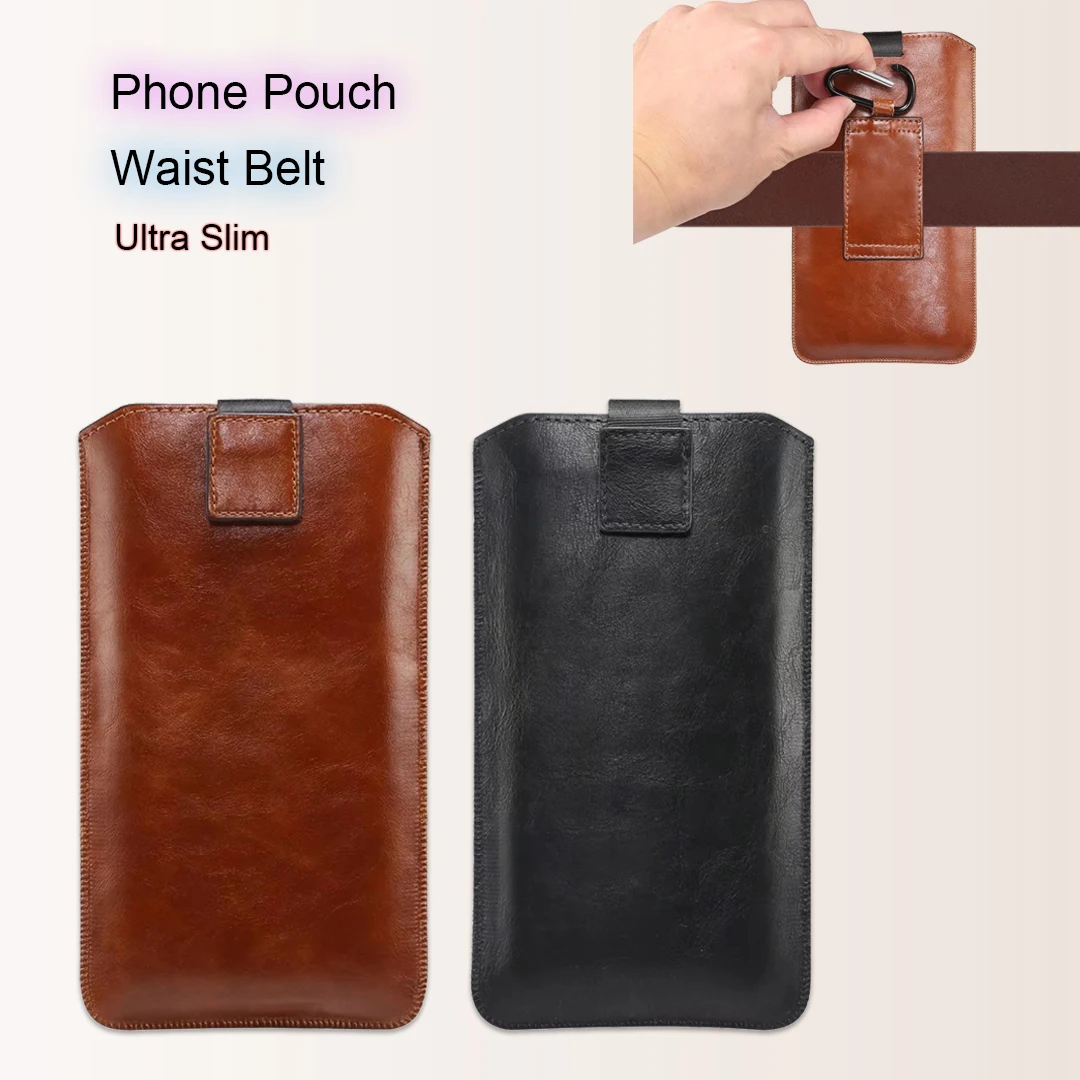 Leather Mobile Phone Pouch Belt Clip Case Men Waist Bag For iPhone 13 Pro Samsung Galaxy Xiaomi Redmi Huawei Oppo Holster Cover