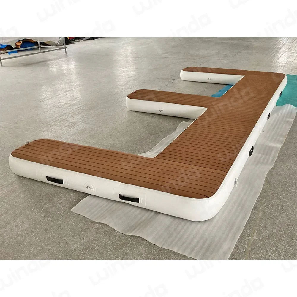4.5x3m Drop Stitch Free Custom LOGO Motor Boat Jet Ski Floating Inflatable E Shape Yacht Water Jetski Dock