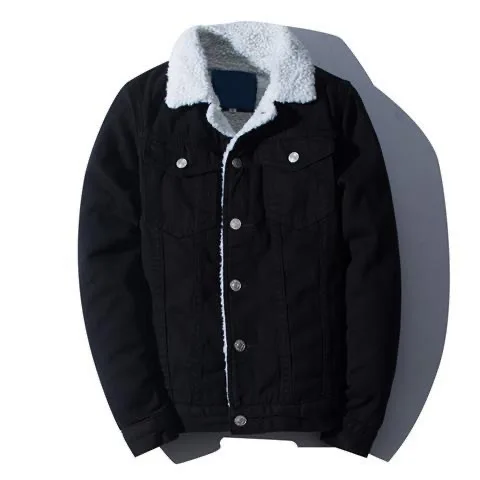 

Мужская зимняя утепленная джинсовая куртка из флиса, приталенная, молодежная, хлопковая, с имитацией овечьего меха, модная верхняя одежда