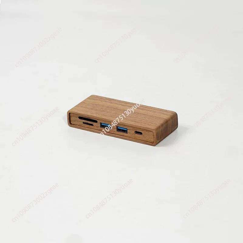 Solid wood black walnut computer  heightening rack special under the table USB3.0 interface splitter docking station HUB
