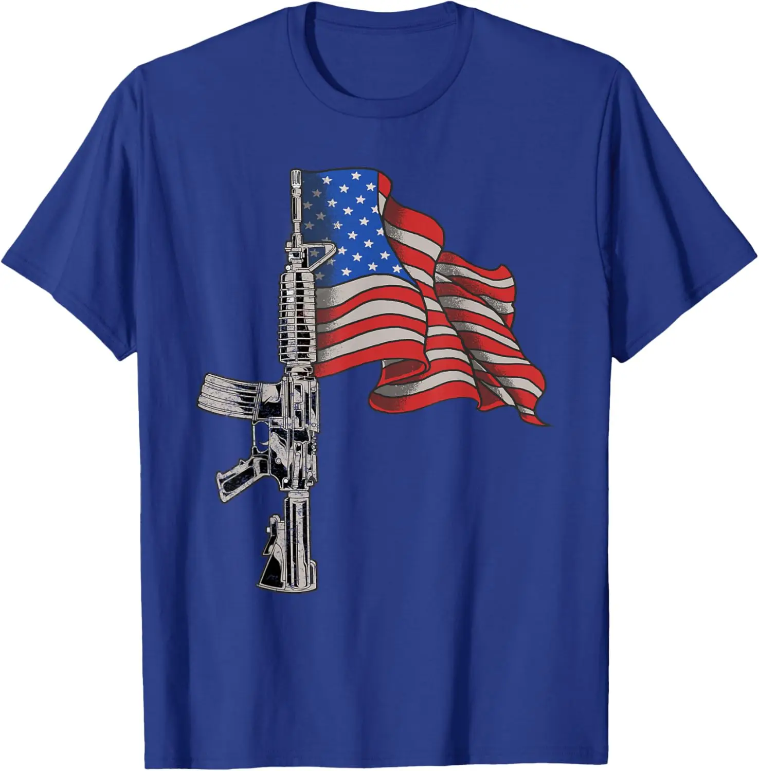 AR-15 Assault Rifle USA Flag Gun T-Shirt 100% Cotton O-Neck Short Sleeve Summer Casual Mens T-shirt Streetwear