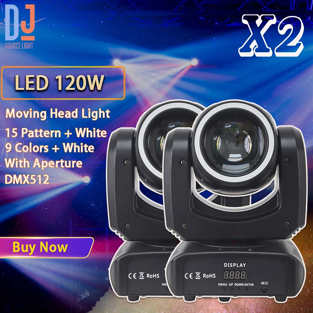 

2Pcs/lot 120W LED Beam Moving Head Light With Spot 18 Prism Effect DMX512 Controller DJ Stage Lighting Disco Party Club Bar Xmas