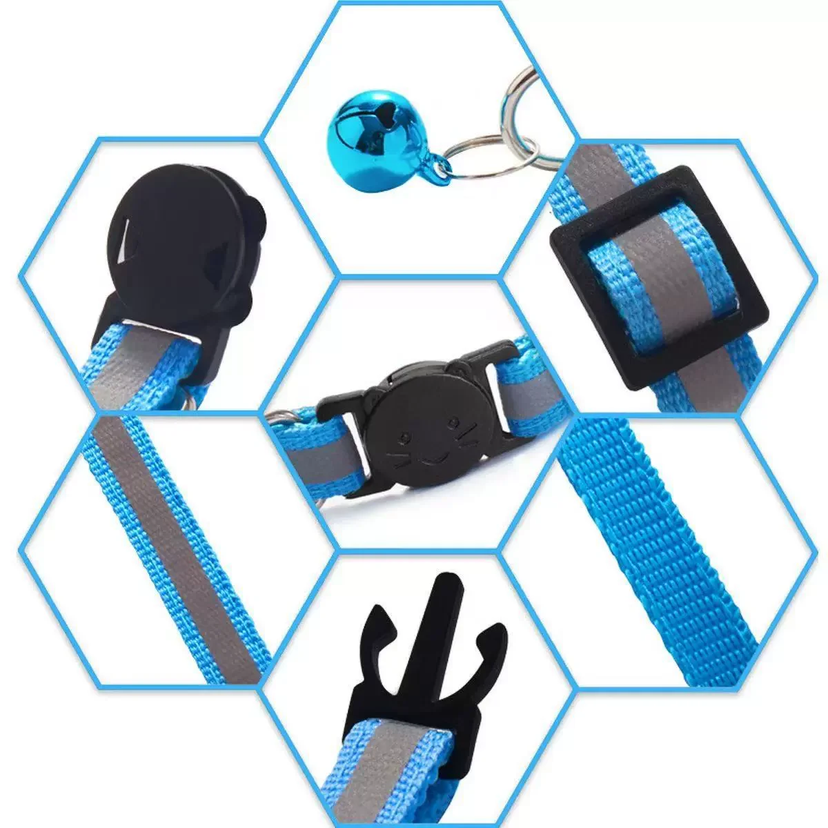 Reflektierendes Haustierhalsband mit Cartoon-Katzenkopf, bunte Glocke, verstellbarer Sicherheits-Halsgurt, modisches Haustierhalsband für Kätzchen, Welpen, kleine Hunde – Detail 4