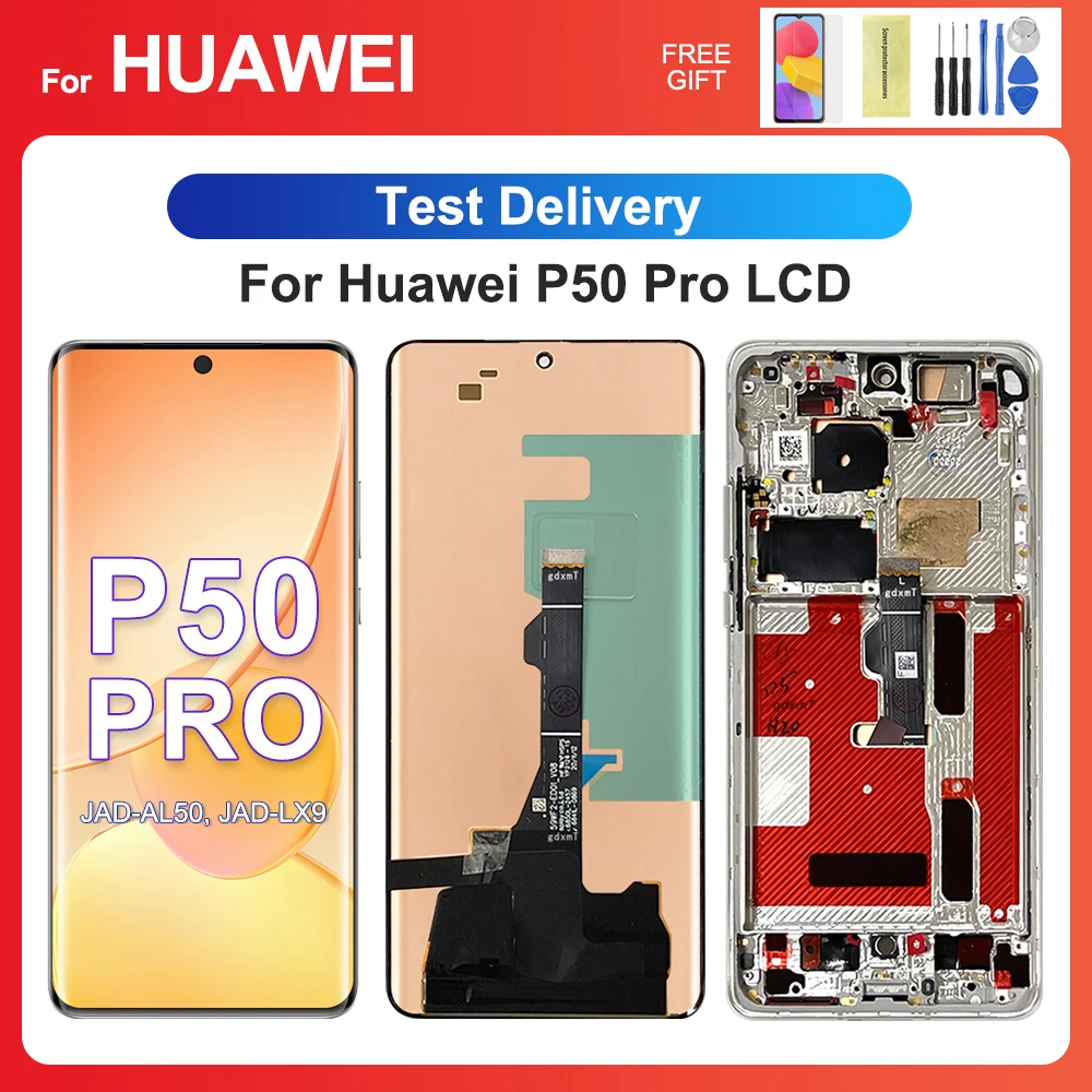 For HUAWEI P50 Pro 6.6\'\'For  P50Pro JAD-AL50 JAD-LX9 JAD-AL00 LCD Display Touch Screen Digitizer Assembly Replacement