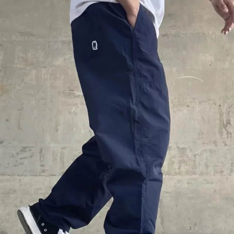 

Fashion Solid Elastic Waist Drawstring Men's Clothing Japanese Style Pockets Breathable Sunscreen Straight Pants XT912