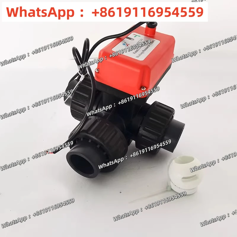 UPVC Plastic L Type Electric 3 Way Ball Valve DC24V Sewage Wastewater 3 Way Reversing Switch Valve