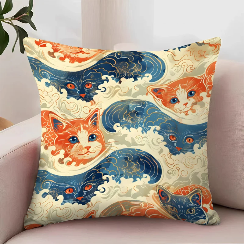 

Pillow Covers Decorative Luxury Cushion Cover for Pillow Cute Cat Pillowcases for Pillows 45x45 Aesthetic Room Decoration Cases