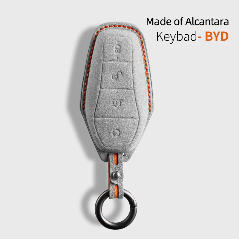 For BYD EA1 DOLPHIN Tang Atto 3 Han EV Qin Song Plus Dmi EV Suede Car Key Case Keychain Cover Shell Remote Accessories Styling