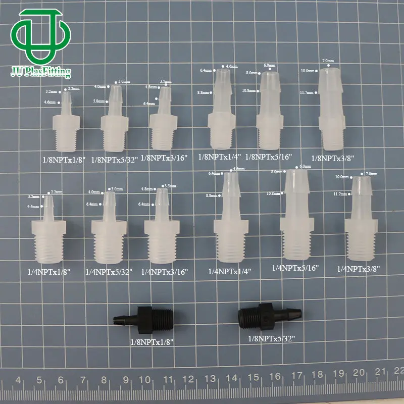 High-precision 1/4 1/8NPT external thread pagoda connector hose thread connector barb external tooth straight plastic connector