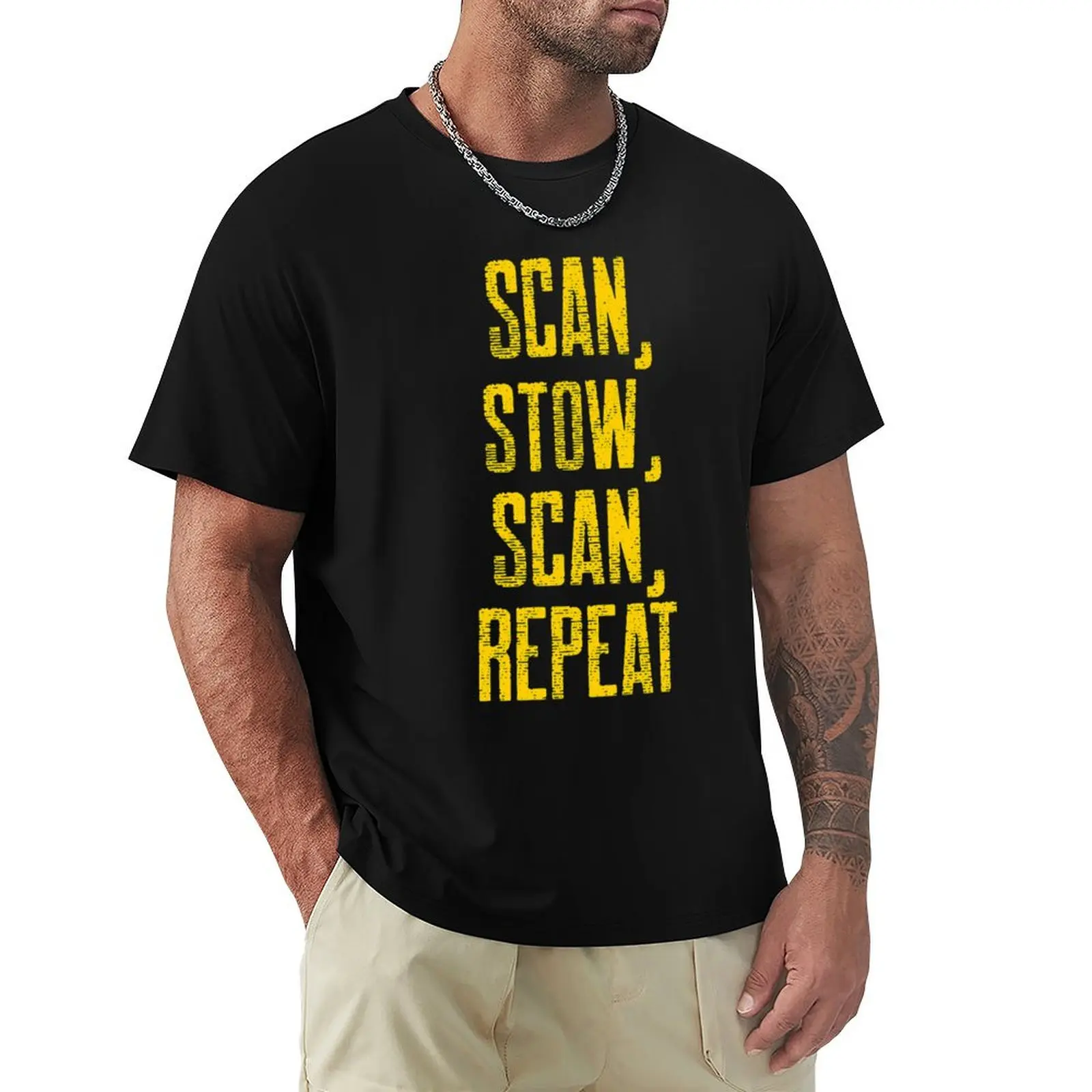 Scan, Stow, Scan, Repeat O T-Shirt Comfortable Workout Short Sleeve Shirt