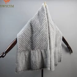 New Arrivals Luxury Women's Real Mink Fur Scarf Lady Fashion Knitted Genuine Mink Fur Scarves Winter Warm Natural Fur Muffler