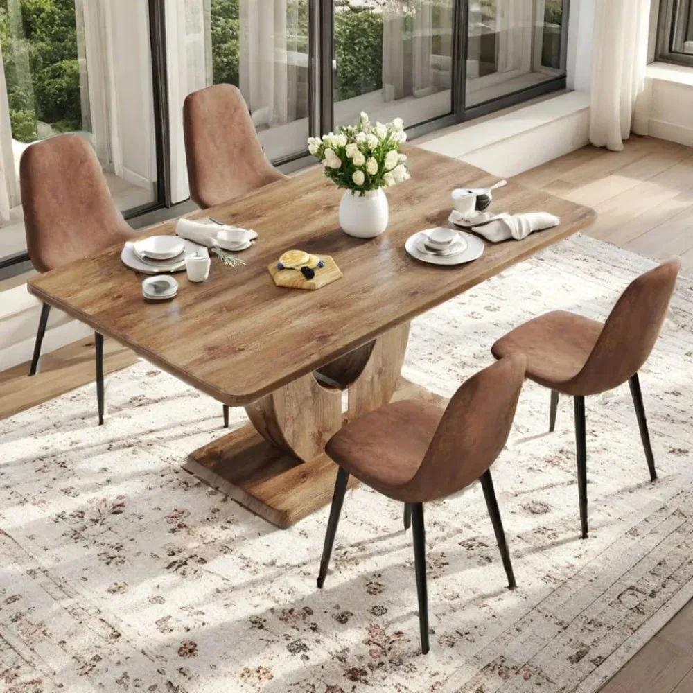 

Modern Dining Tables Set for 4,Wood Dining Table Set for 4 with MDF Table Top,Farmhouse Dining Table Set