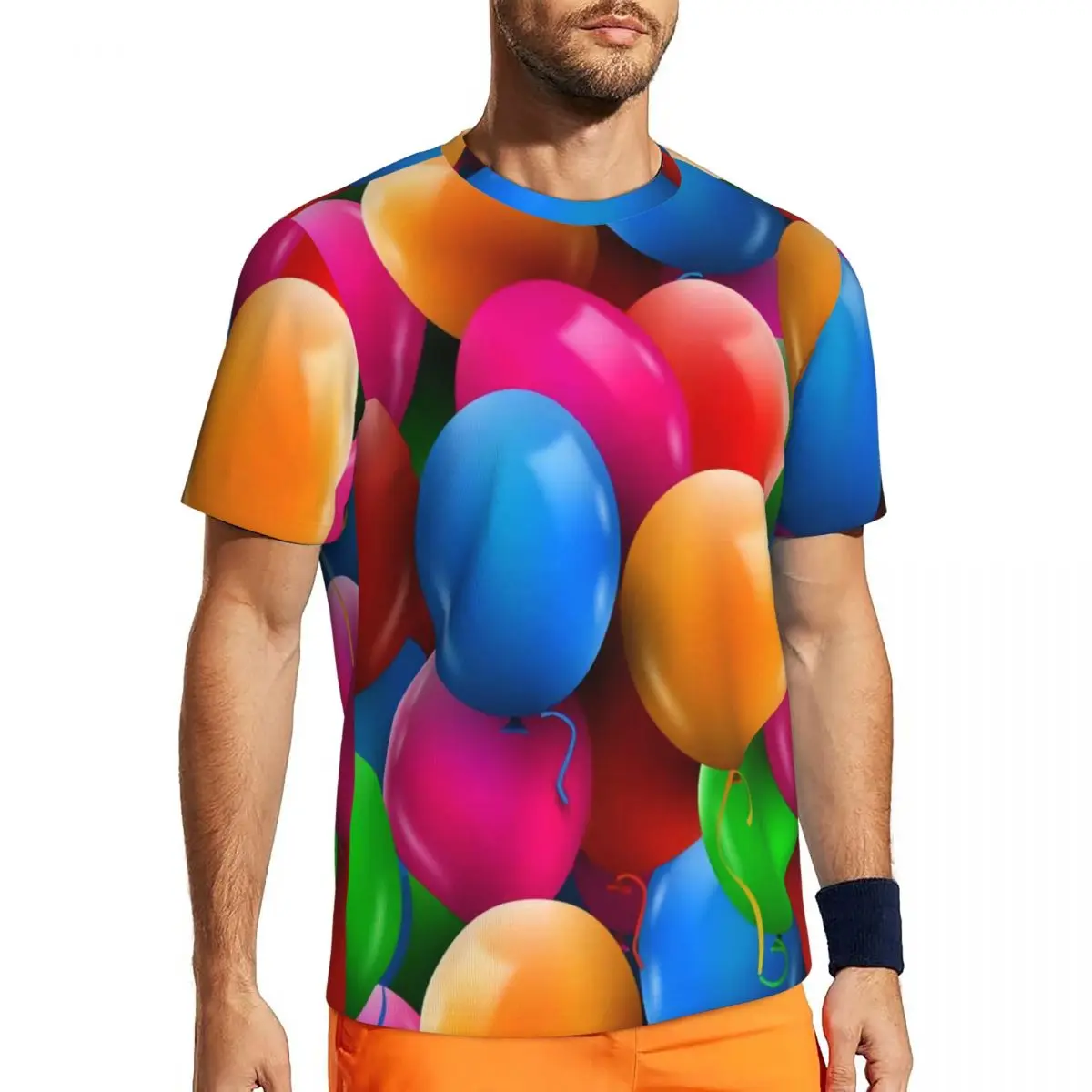 3d Realistic Colorful Balloons Running T Shirt Trendy Cool T Shirts Men Y2K Basic Tshirt Summer Short Sleeve Graphic Clothes