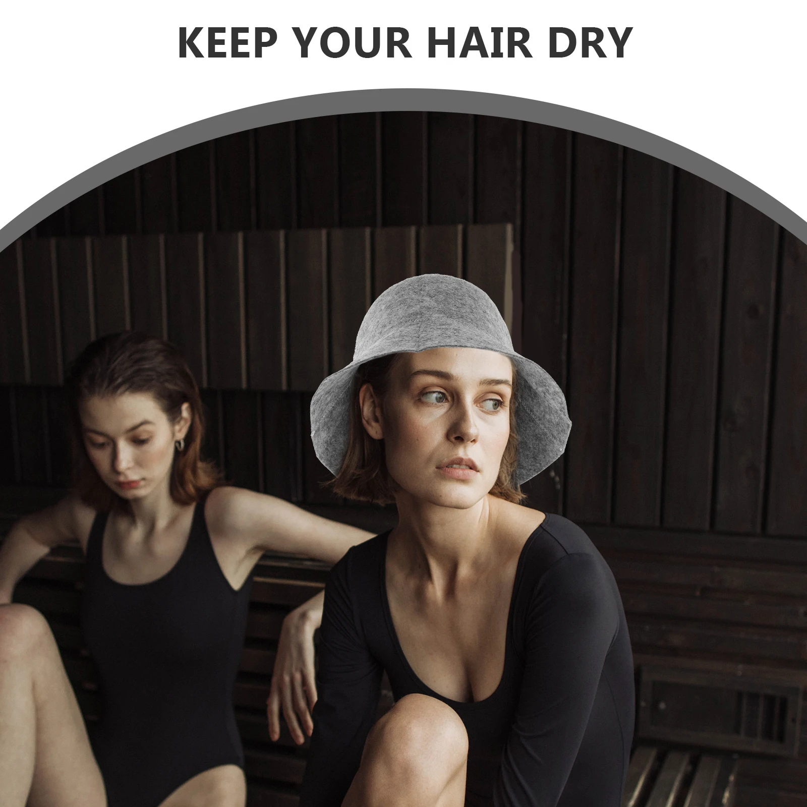 

2pcs Wool Hat Felt Water-Absorbent Hair Protector Breathable Cap For Steam Room Bath House Spa Men Women Black Foldable Headwear