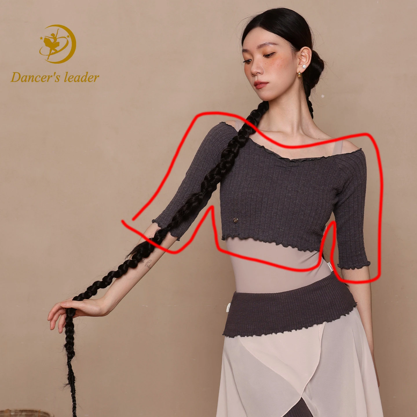 

Ballet Professional Adult Female Temperament Slimming Dance Yoga Practice Clothes Wooden Ear Practice Short Top