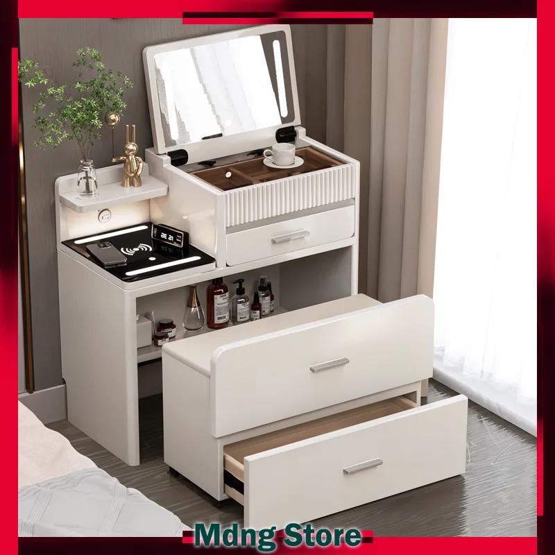 

Mirror Nordic Dressing Table Stool Vanity Fashion Storage Dressing Table Drawers White Penteadeira De Maquiagem Home Accessories