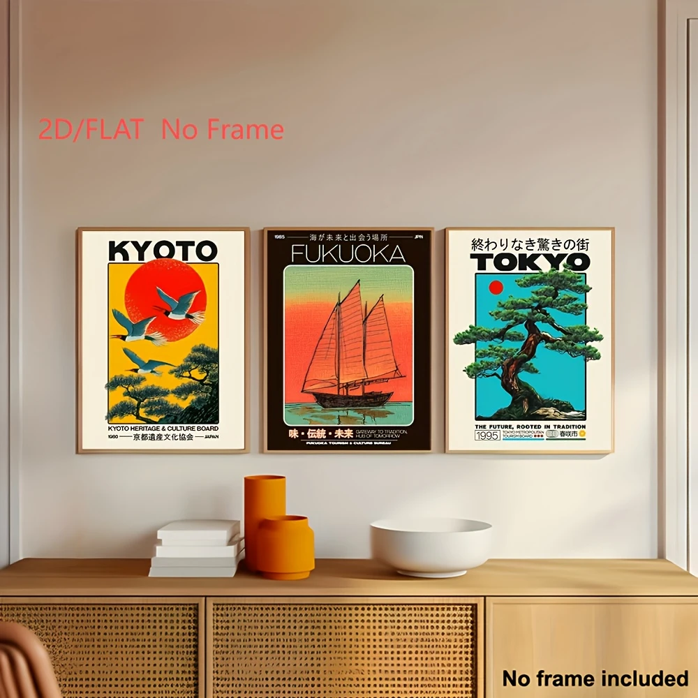 3 Buah/Set Poster Cetakan Kanv - Home Decor Japandi Style ulasan dan harga