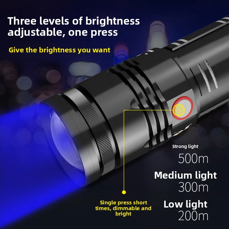 Professional 4 Light Mode Zoom Fishing Light 60hrs Rechargeable Waterproof Aluminum Alloy Long Runtime Night Fishing Torch Led