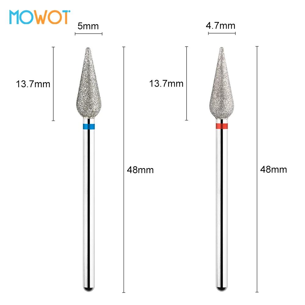 MOWOT 2 pçs/lote Chama Diamante Prego Brocas Rotativa Polimento Fresa para Manicure Cutícula Limpa Brocas de Unhas Acessórios