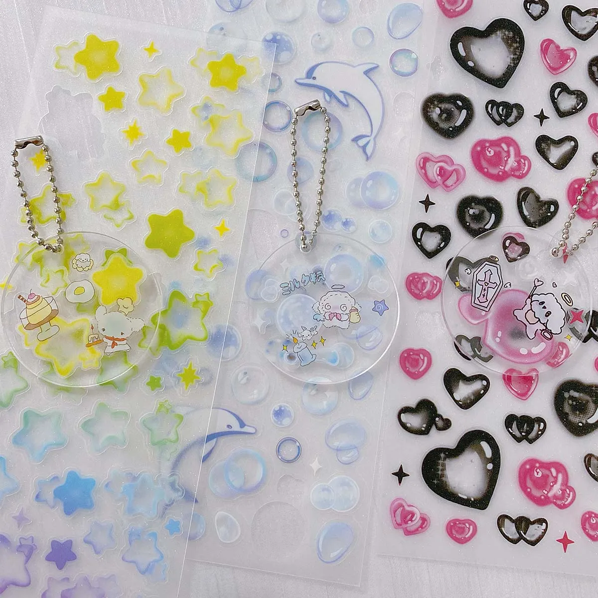 Original Guka Sticker Hand Account Journal Sticker Star Bubble Cartoon Korean Ins Style PET Transparent Matte Laser Decals DIY