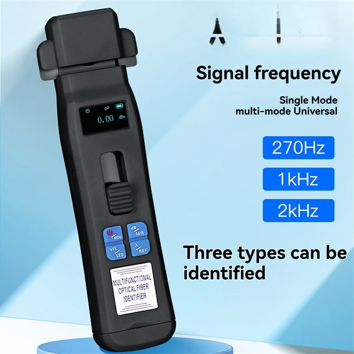 ATP5 أسود -C605 معرف الألياف الضوئية القابل لإعادة الشحن + OPM + VFL + أداة اختبار كابل الألياف الضوئية LED أداة FTTH