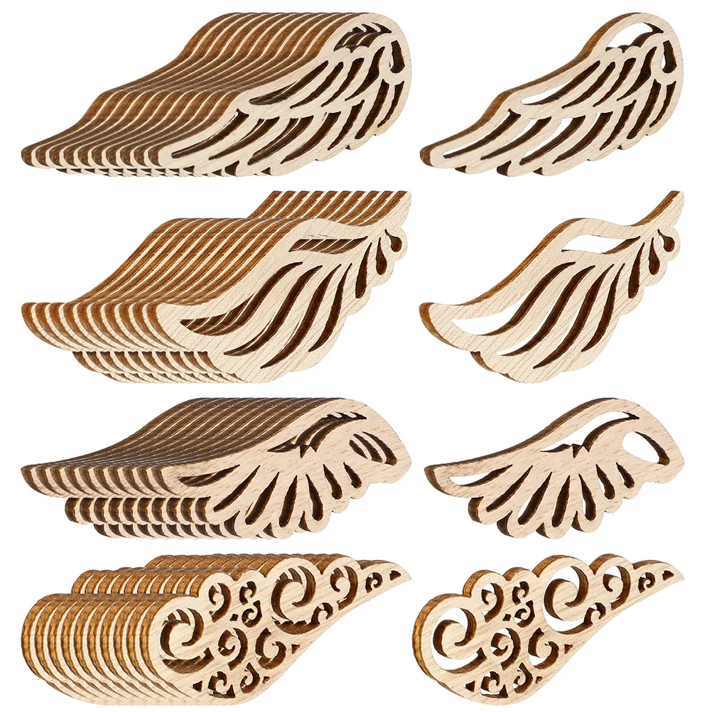 

40pcs Unfinished Wood Wings Cutouts Natural Angel Shape Craft Embellishments Wooden Ornaments for Christmas Party DIY Gift Tags