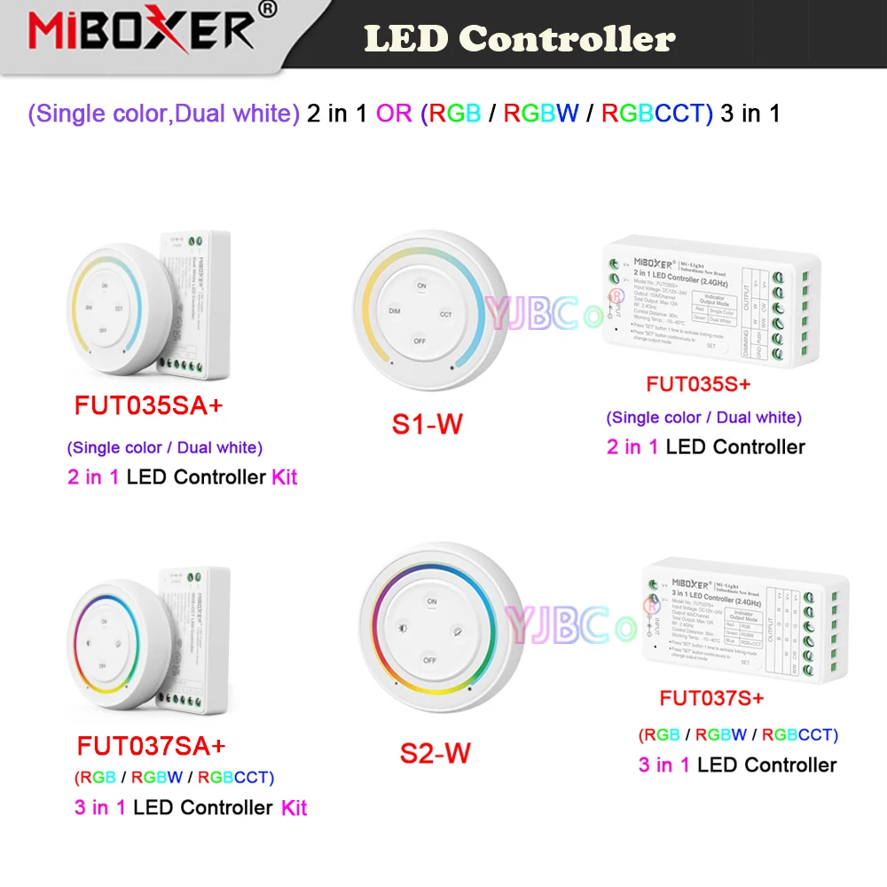 Miboxer أحادي اللون/مزدوج أبيض 2 في 1 2.4G شروق الشمس مفتاح بالتحكم عن بعد CCT باهتة RGB RGBW RGB + CCT 3 في 1 قوس قزح LED ضوء تحكم