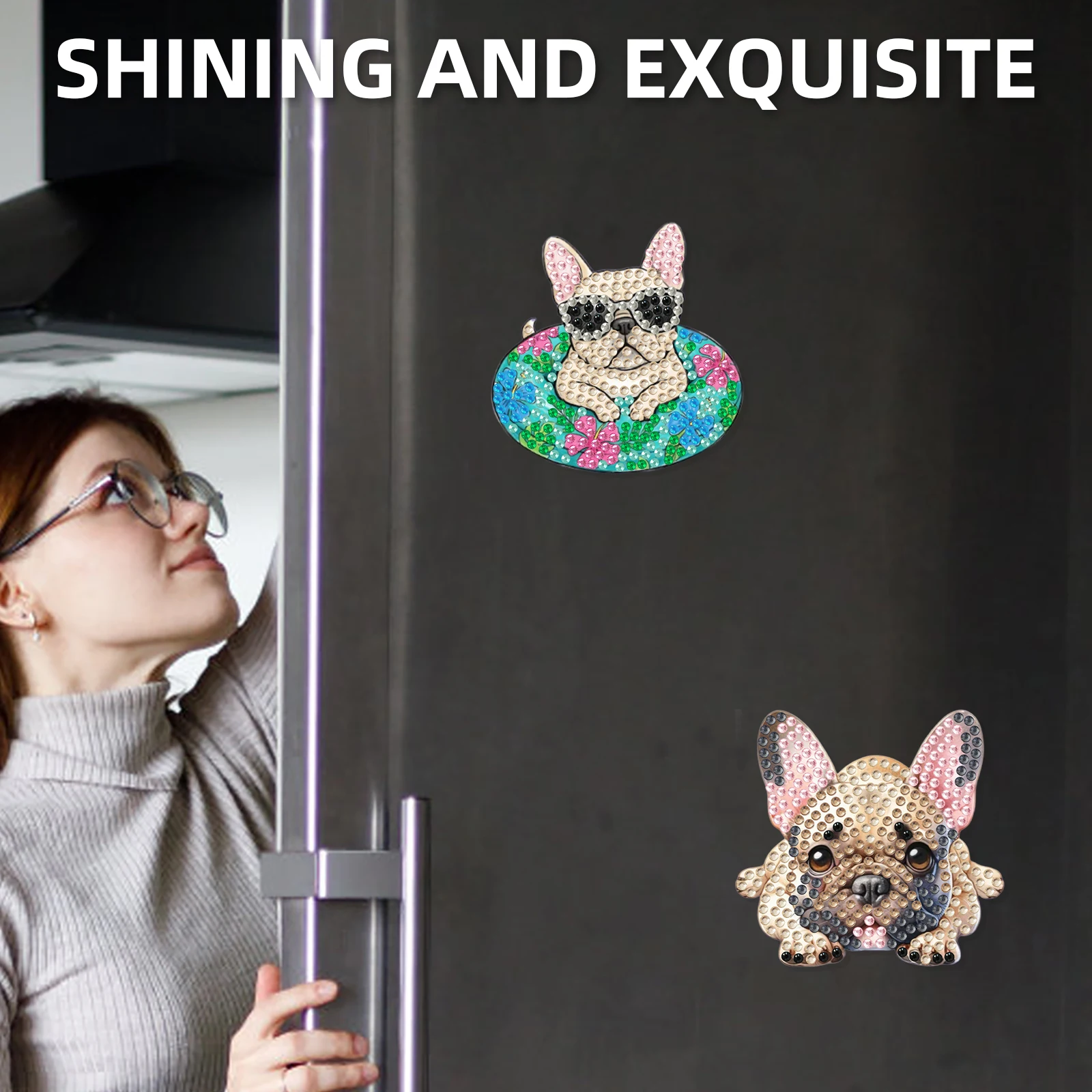 4PCS Acrylic DIY DIY Art Fridge Magnet Refrigerator Sticker Animals Design Crystal Art Craft for Adults Beginners Home Decors