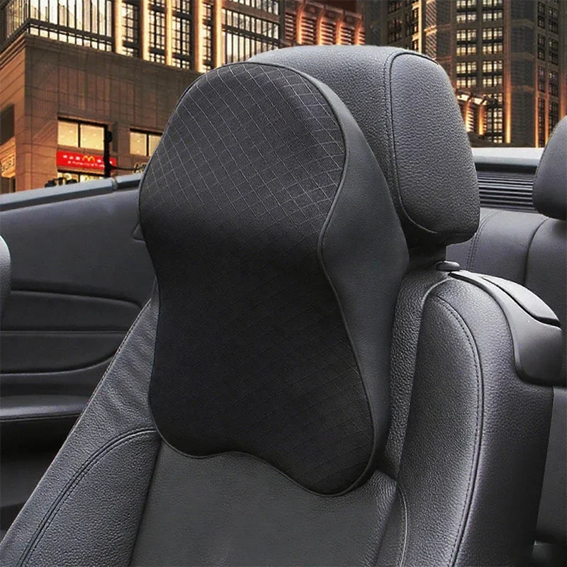 Car Seat Headrest Pad 3D Memory Foam Pillow Head Neck Fabric Cushion Foam Memory Breathable Support Mesh