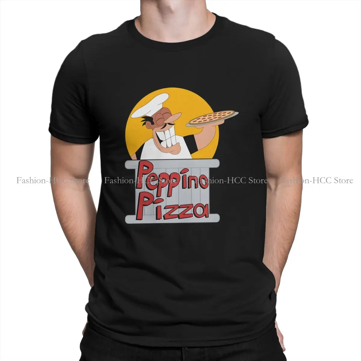 Peppino Pizza Pizza Tower Cartoon T Shirt Grunge Crewneck TShirt Harajuku Clothes Polyester