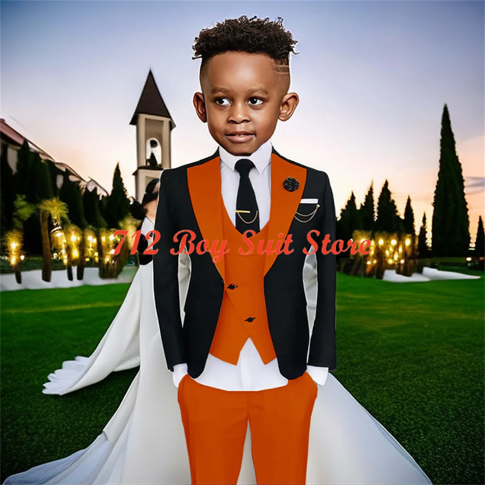 Fashion Boys Suit Wedding Tuxedo Formal Jacket Pants Vest 3-piece Set 2-16 Years Kids Blazer Outfit