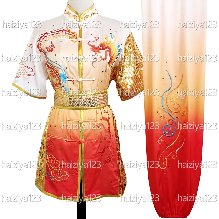 

Униформа ушу с вышивкой дракона, одежда для кунг-фу, костюм для боевых искусств, наряд Чанцюань для мужчин, женщин, девочек, мальчиков, детей, взрослых, унисекс