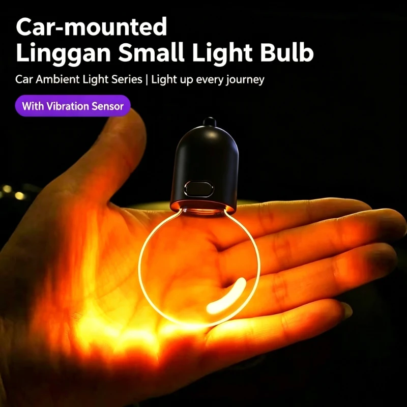 1Pc Retro Style Atmosphere Breathing Light, Acrylic Mini Car Rearview Mirror Decoration Pendant, Bulb Shape Accessory