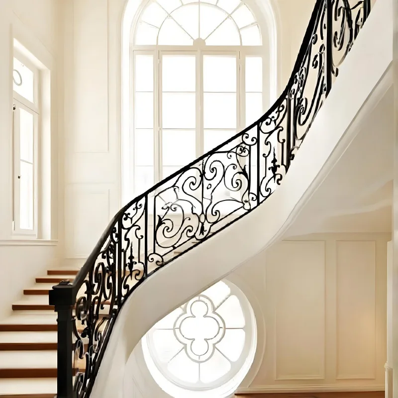 Duplex wrought iron staircase handrail Self-built building corridor guardrail Modern and simple