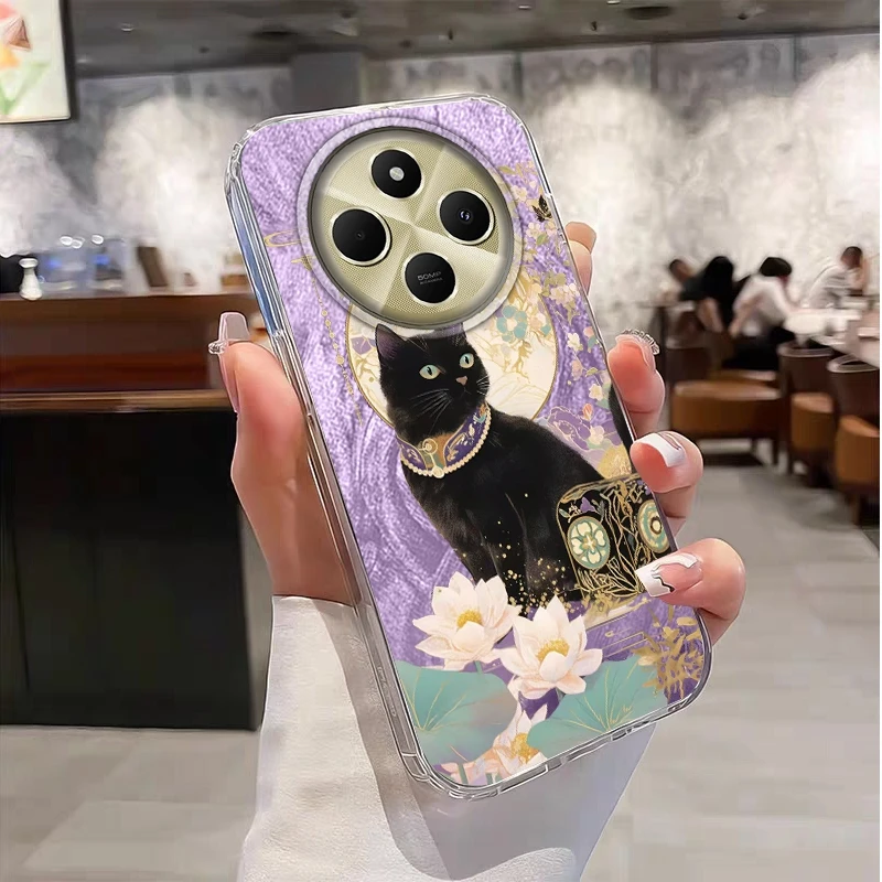 Cute Cat Flowers Girls Phone Case For Xiaomi Redmi 14C 13C Note 14 13 12 11 10 10S Pro Plus A5 A4 A3 A2 A1 Silicone Fundas Cover