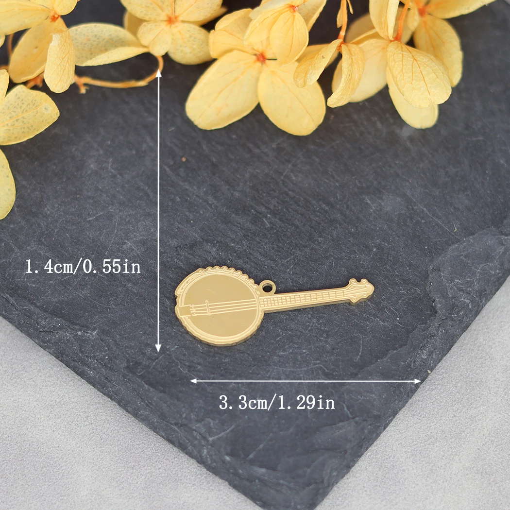2pcs Musical Instrument Banjo Charms Pendant For DIY Bracelet Necklace Handmade Jewelry Making Accessory