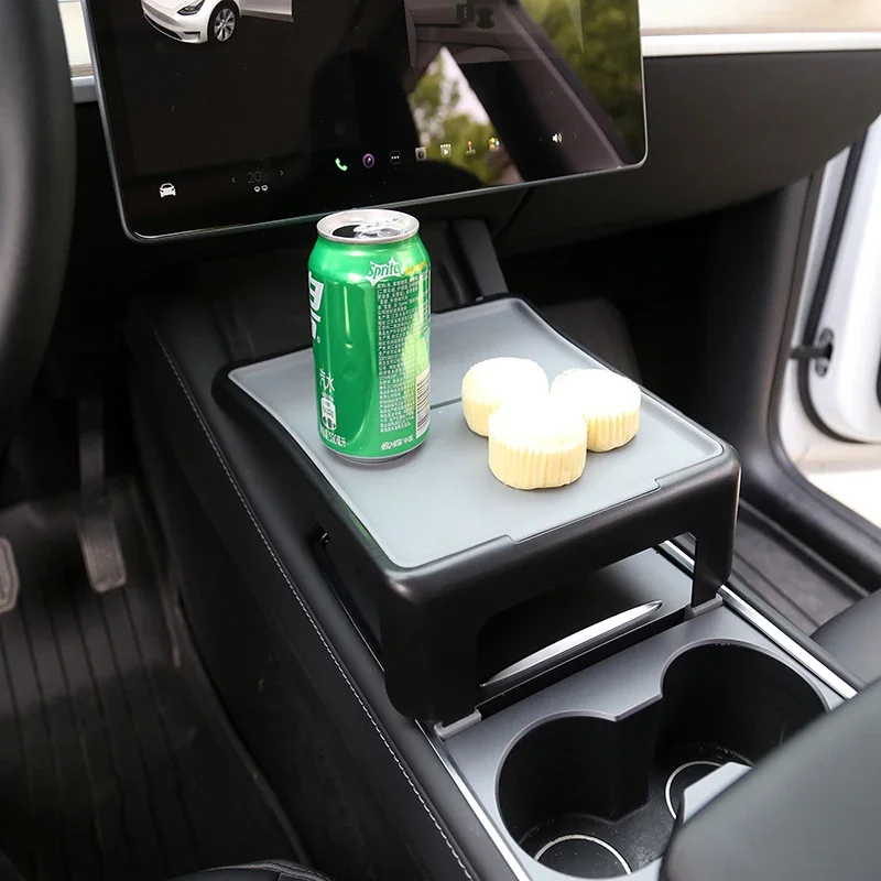 Center Console Drink Fast Food Table for Tesla Model 3 Y Silicone Mat Center Console Drink Fast Food Table Holder Car Accessorie