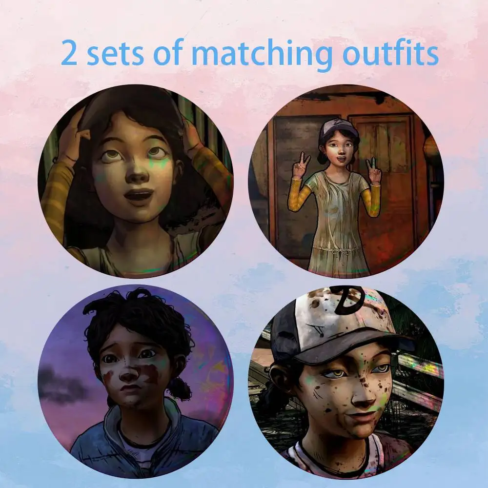 C-Clementine TWD Clem Lee 2 piece set Pins Creativity Printed Pictures Text Metal Lapel Badges Brooches Jewelry Gift