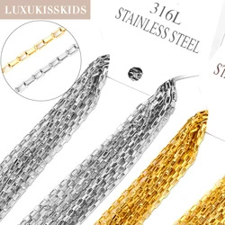 LUXUKISSKIDS Long Box Chains Stainless Steel 316L 10pcs/lot 2mm DIY Wholesale Industry Oblong Welding Checkered No Fade Jewelry