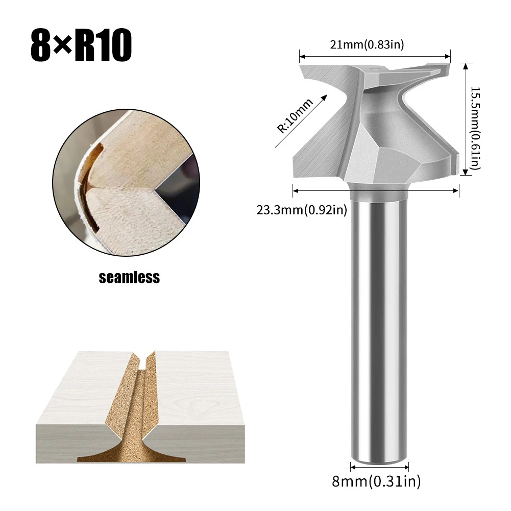 1PC 8MM Shank Milling Cutter Wood Carving  R10 Radius Router Bit For Wood Edge R Chamfer Forming Compatible Wood Trimmer