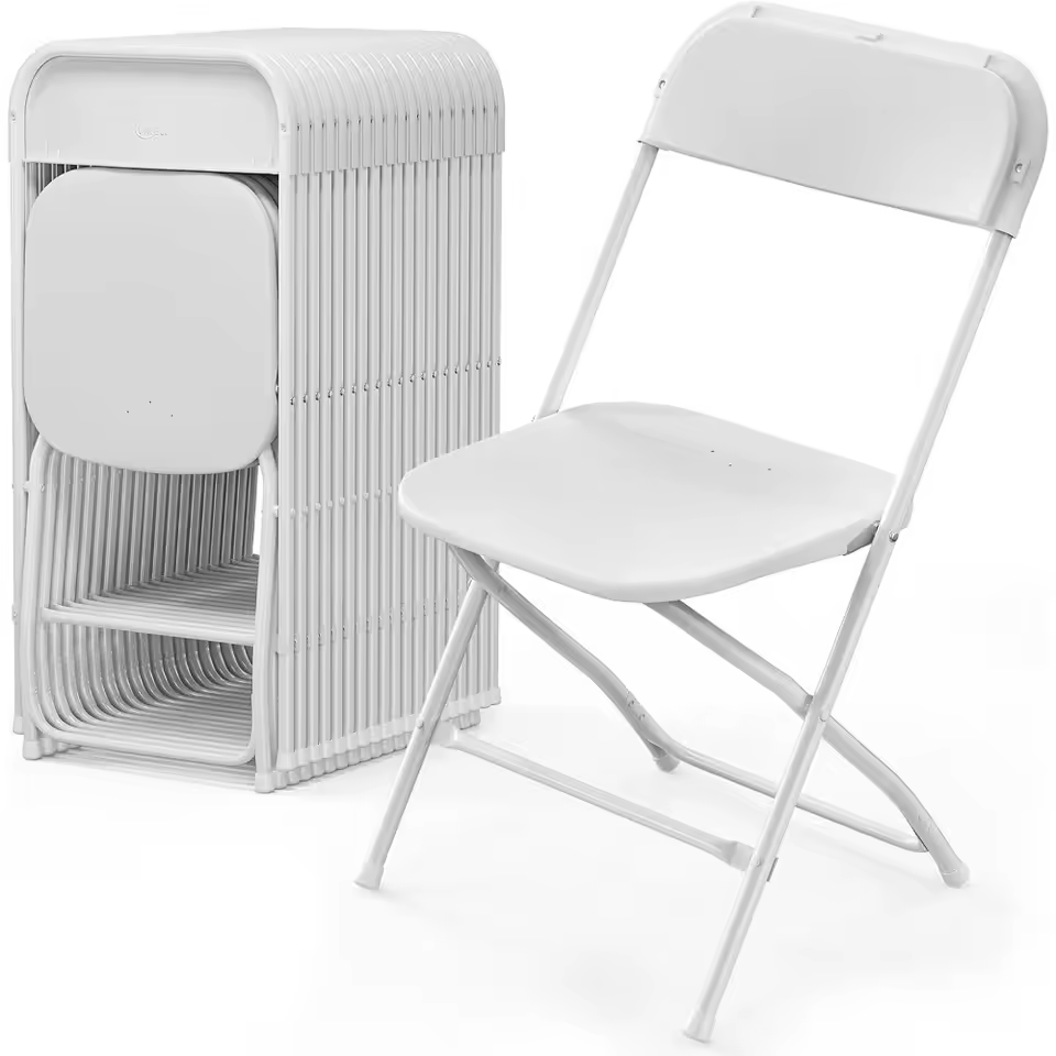 20 Pack White Plastic Folding Chair, Indoor Outdoor Portable Stackable Commercial Seat with Steel Frame 350lb. - AliExpress 