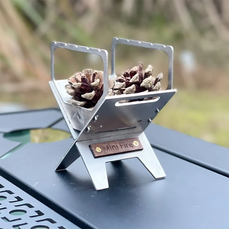 

Mini Fire Stove Outdoor Camping Mini Desktop Fire Rack Campfire Aromatherapy Rack Wood Stove