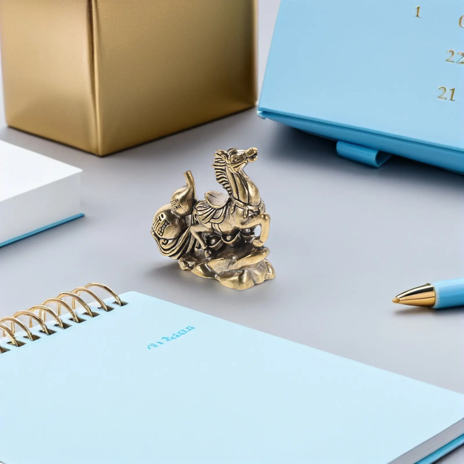 Mini Brass Horse Zodiac Sculpture Solid Metal Lucky Feng Shui Decor for Desk Office 2026 Lunar New Year Gift Prosperity Statue