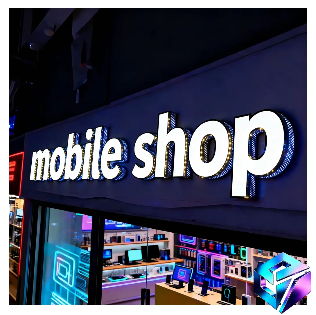 Custom 3D Wall Panel Electronic Signage Mobile Phone Shop Outdoor Metal Letter Logo Custom Business Advertising Board