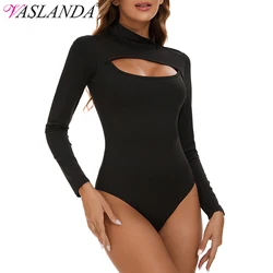 Women's Bodysuit Long Sleeve Sexy Mock Neck Shapewear Thong Waist Trainer Tops Corset Slimming Tummy Control Basic Body Shaper