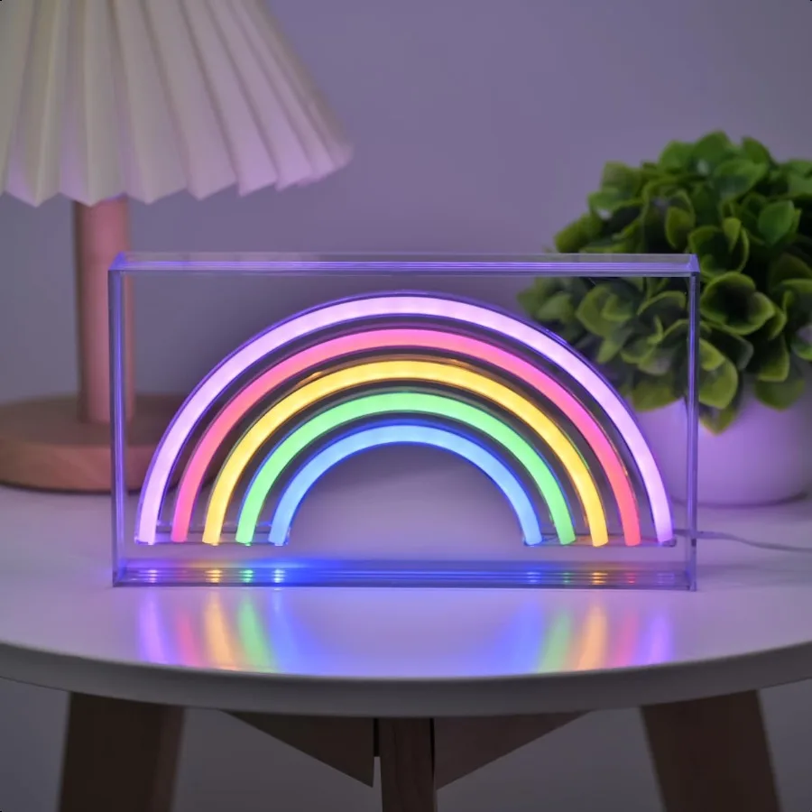 

Rainbow Neon Signs Neon Sign Light Standing LED Decor USB Powered Acrylic Handmade Advertising Sign Night Light for Room Bedroo