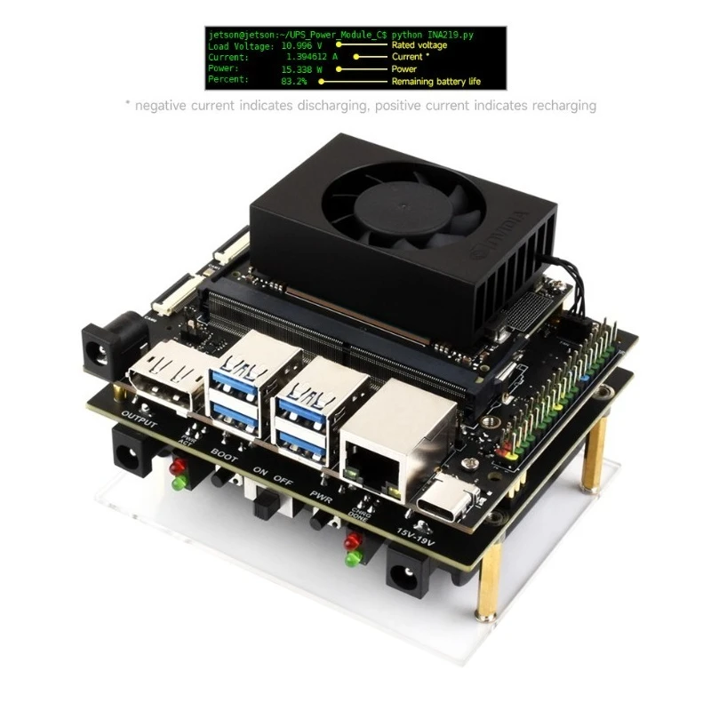 UPS Power Supply Module for Jetson Orin 21700 Lithium Battery Backup Board Pogo Pin Connector （Battery Not Included）