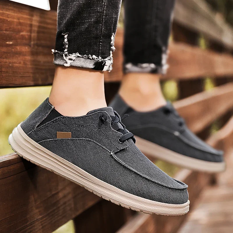 New Men's Casual Shoes Breathable Canvas Shoes Lightweight Men's Vulcanized Shoes Soft Flat Shoes Outdoor Men's Sneakers Loafers