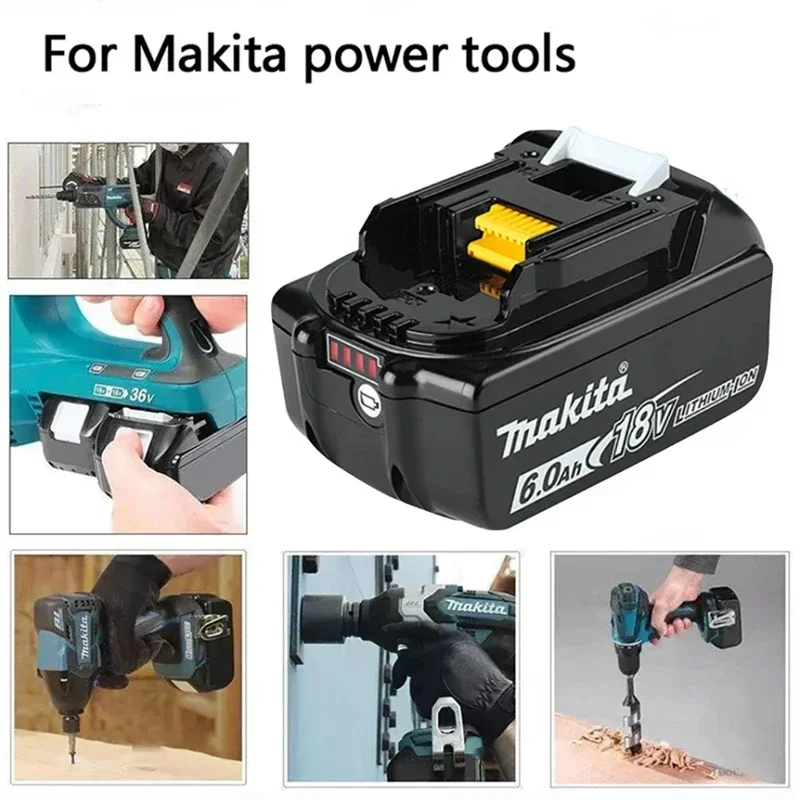 100% Original Makita 6.0Ah BL1860 BL1850B BL1850BL1840 BL1830 Screwdriver Battery & Charger 18v Replacement Power Tool Batteries