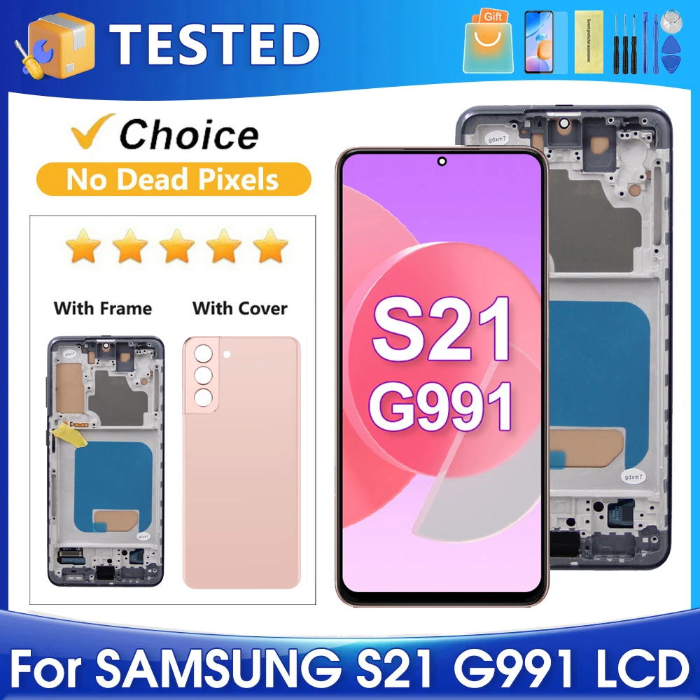 삼성 S21 테스트 완료 S21 5G G991 G991B G991W G991U LCD 디스플레이 터치 스크린 디지타이저 어셈블리 교체용